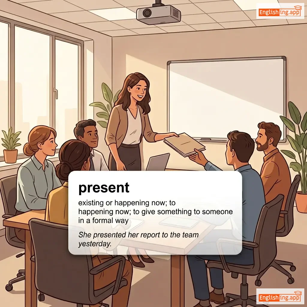 present definition card — visual illustration of the meaning