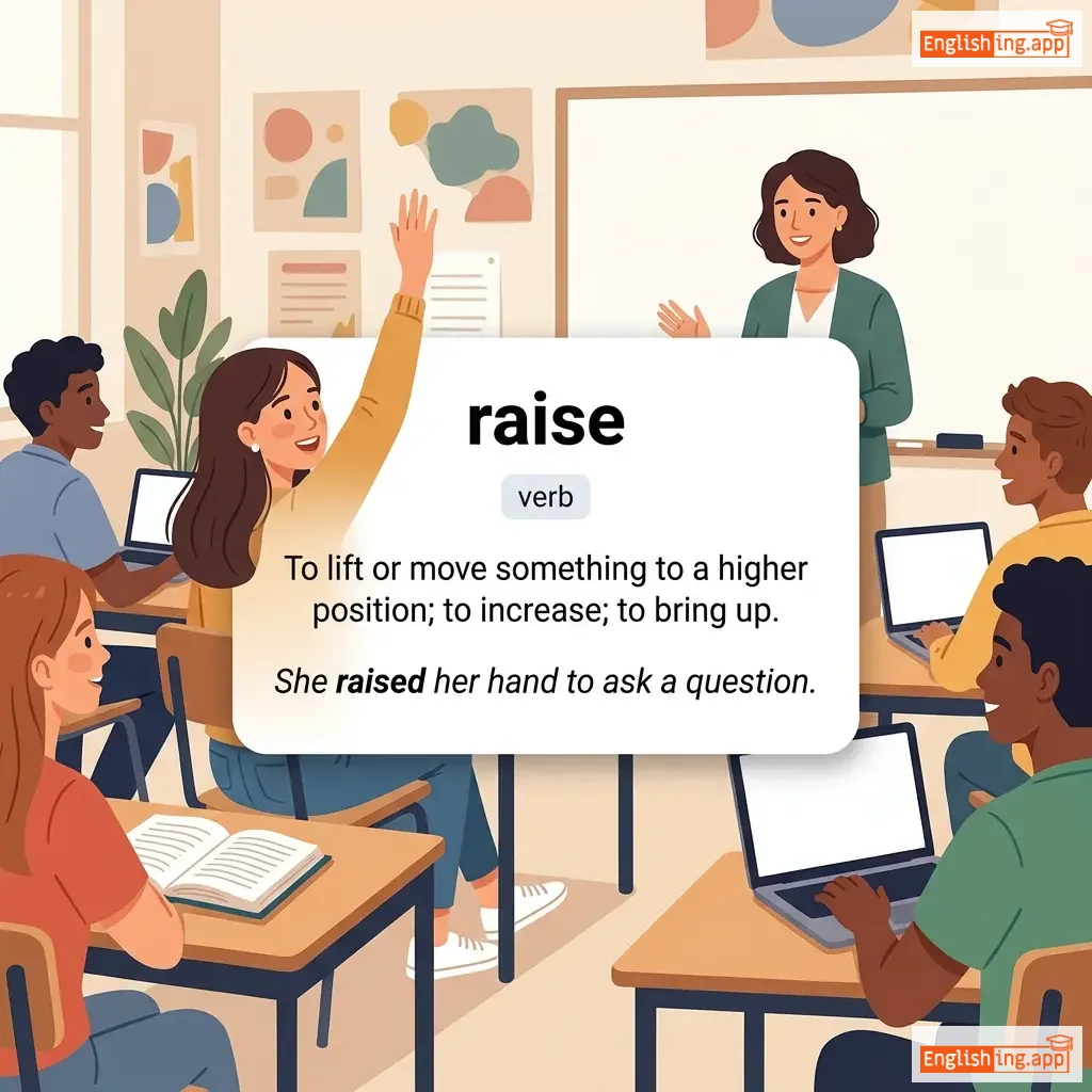 raise definition card — visual illustration of the meaning