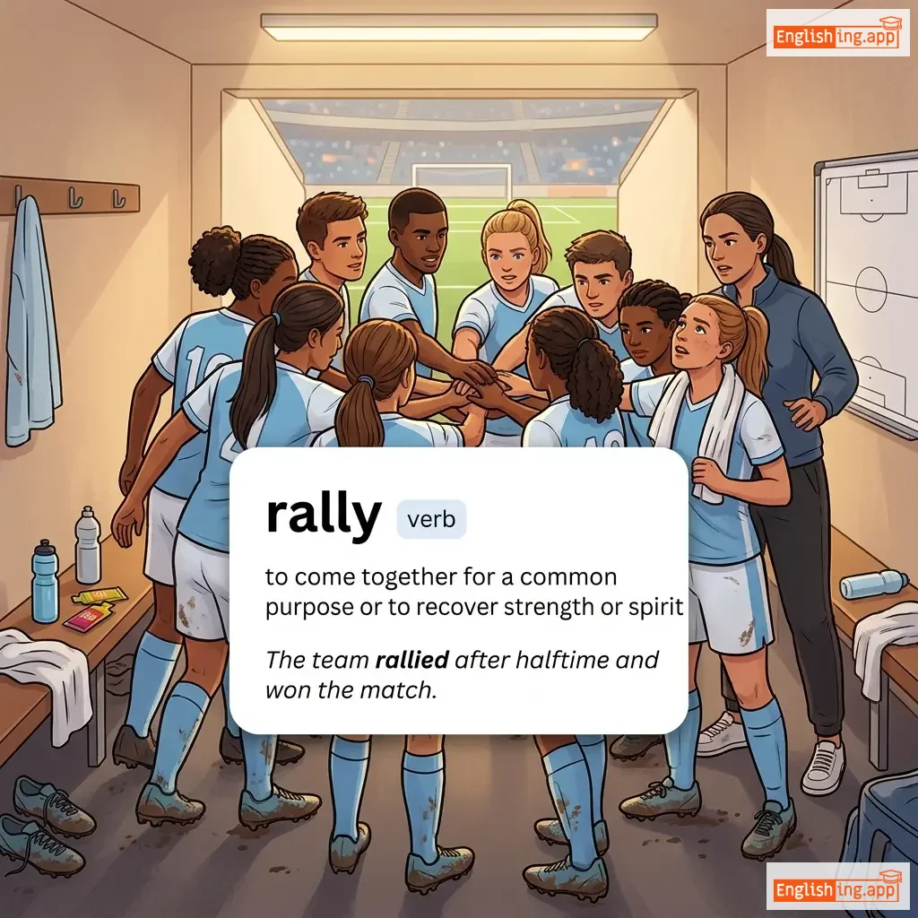 rally definition card — visual illustration of the meaning