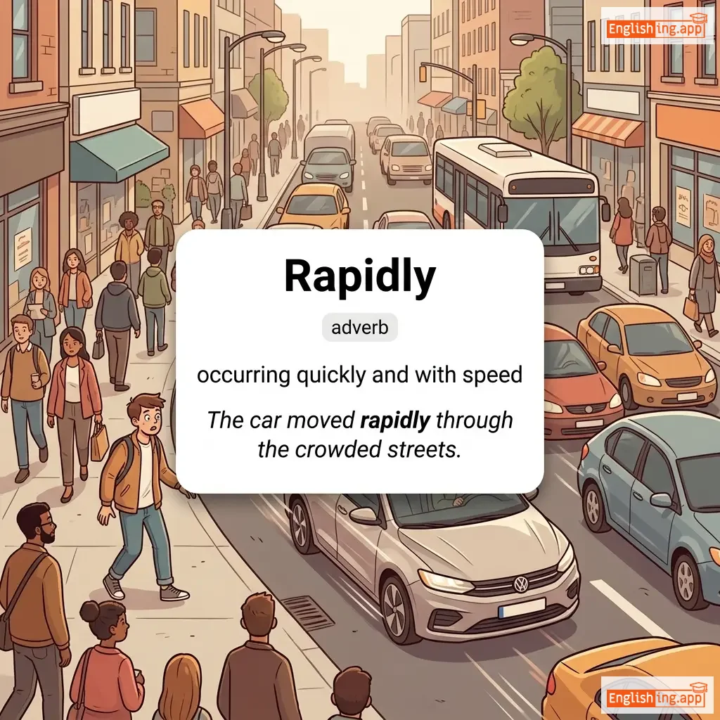 Rapidly definition card — visual illustration of the meaning