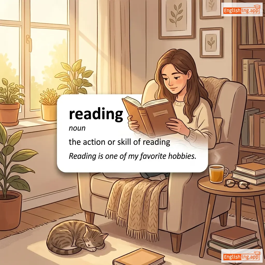 reading definition card — visual illustration of the meaning