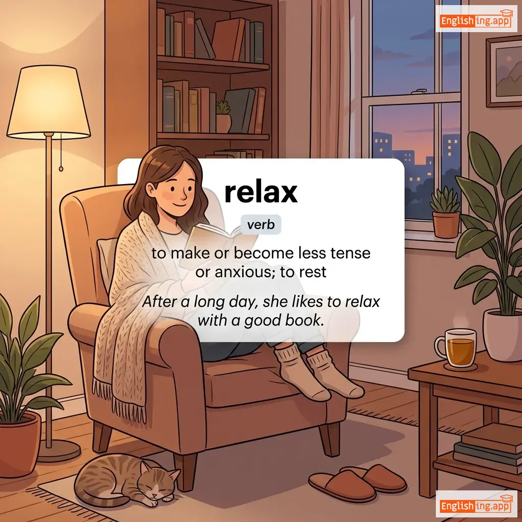 relax definition card — visual illustration of the meaning