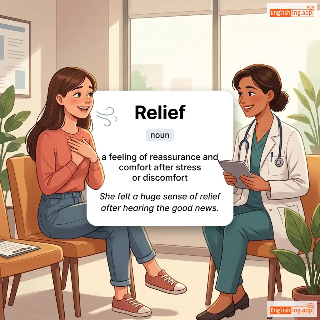 Relief definition card — visual illustration of the meaning