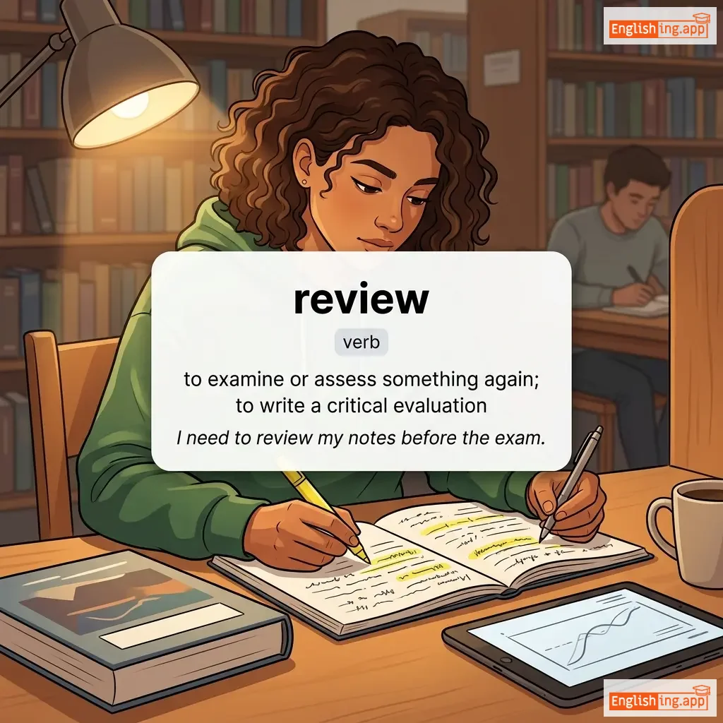 review definition card — visual illustration of the meaning