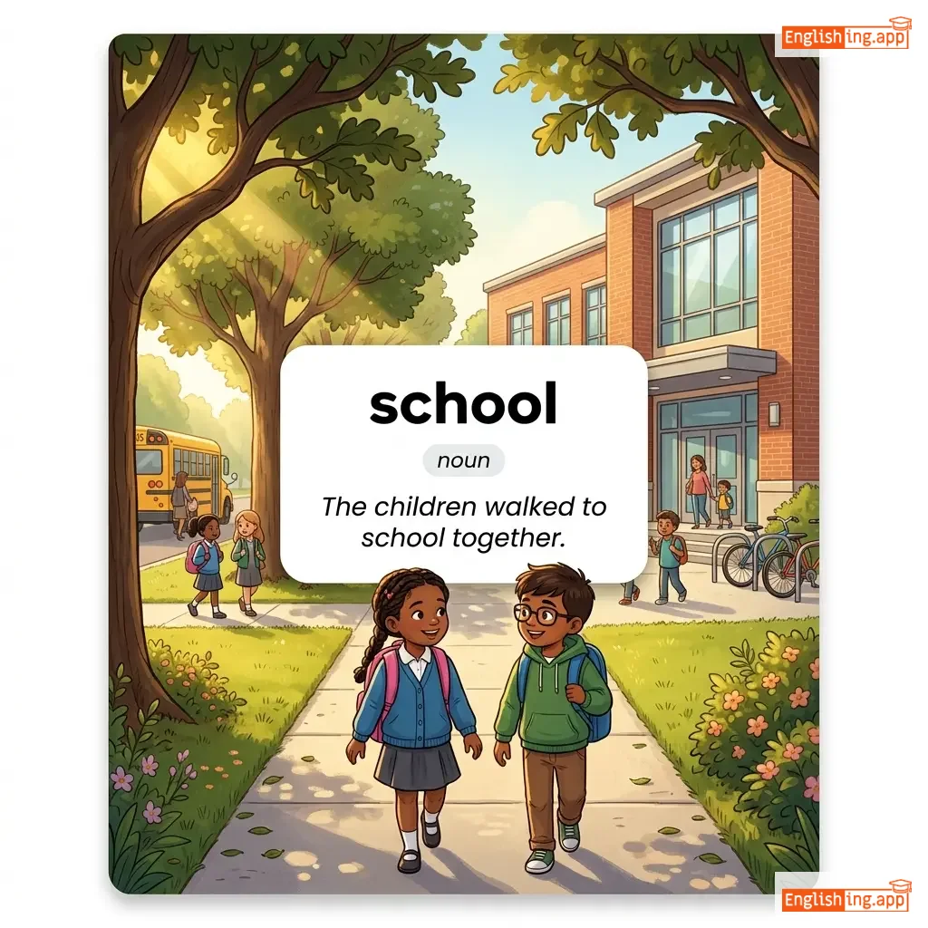 school definition card — visual illustration of the meaning