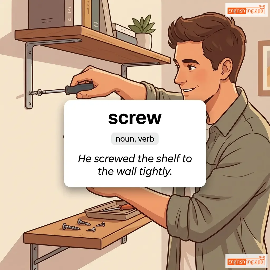 screw definition card — visual illustration of the meaning