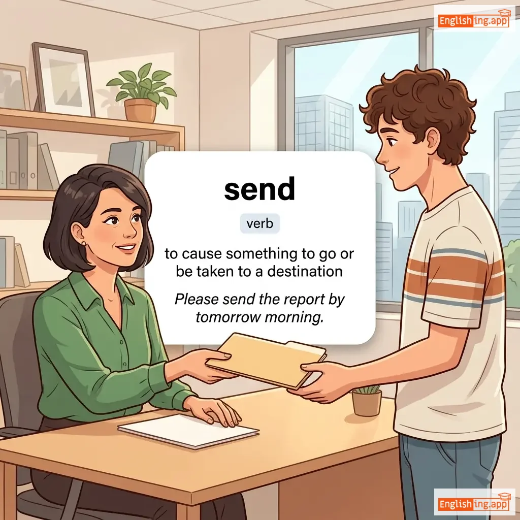 send definition card — visual illustration of the meaning