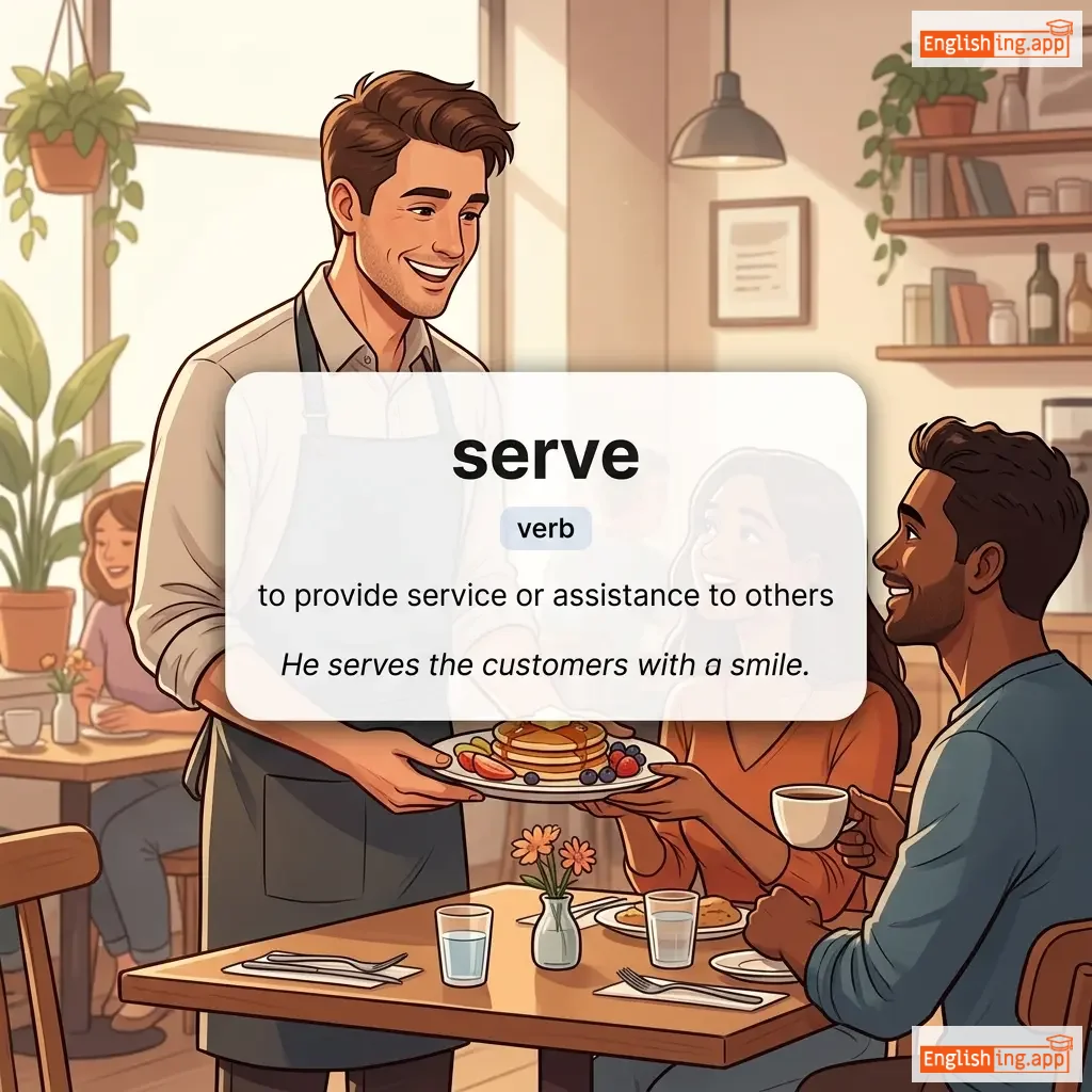 serve definition card — visual illustration of the meaning
