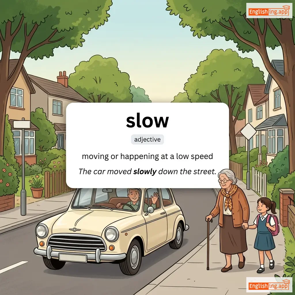 slow definition card — visual illustration of the meaning