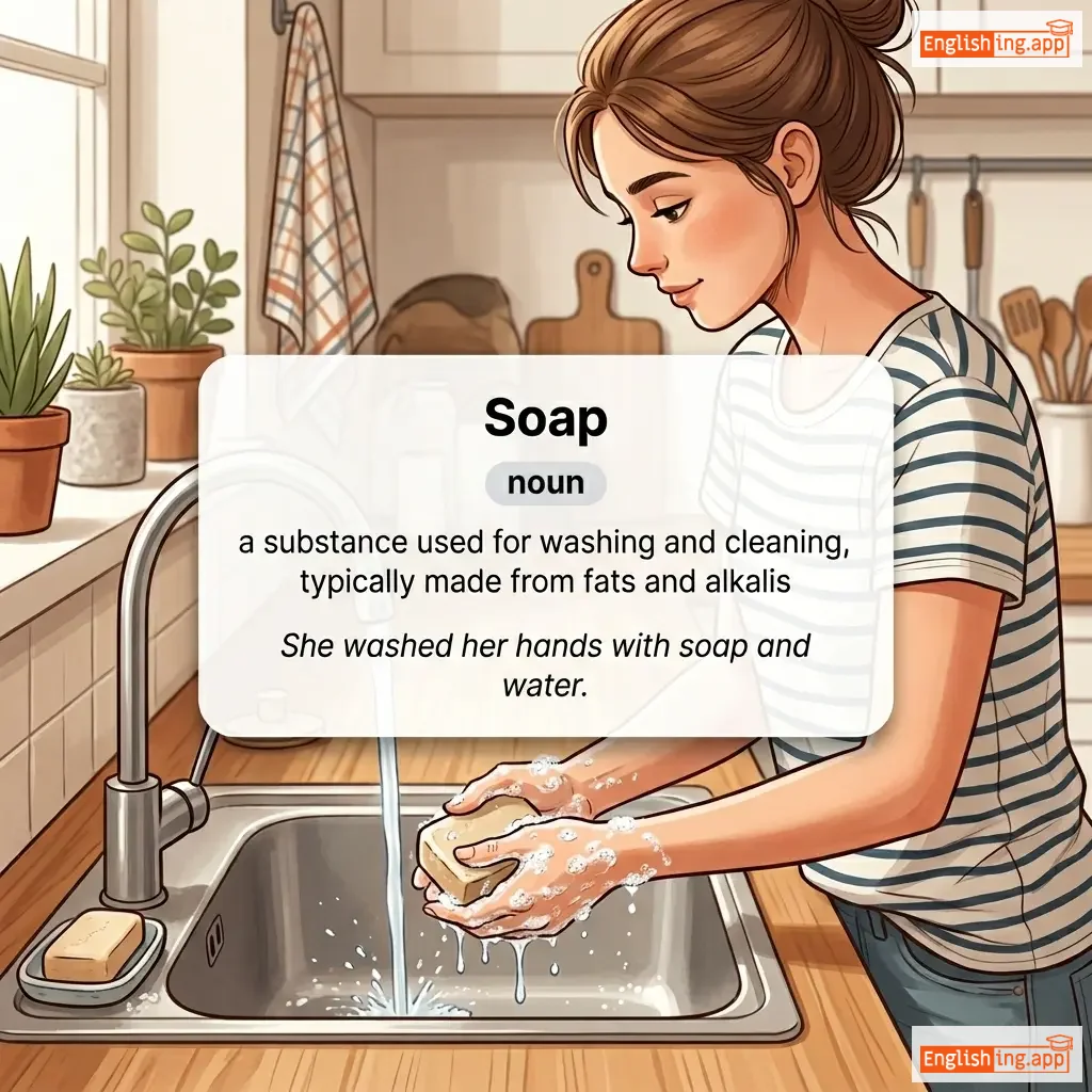 Soap definition card — visual illustration of the meaning