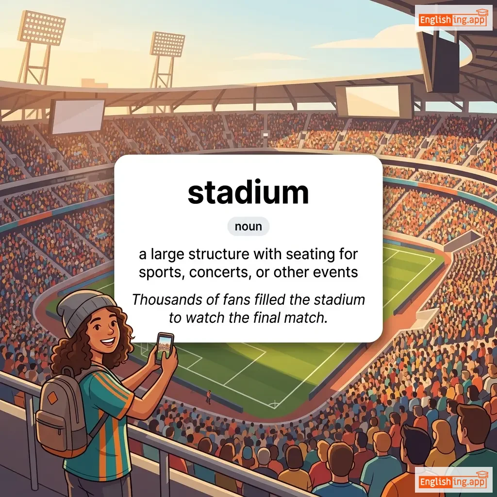 stadium definition card — visual illustration of the meaning