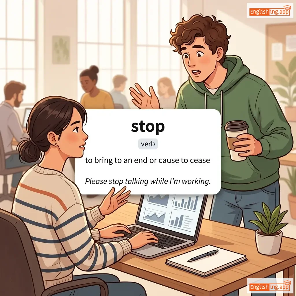 stop definition card — visual illustration of the meaning