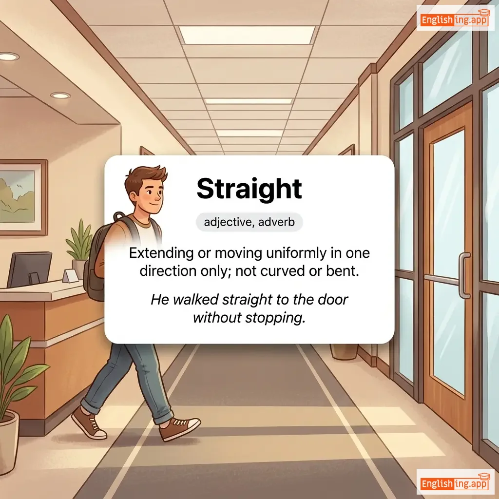 Straight definition card — visual illustration of the meaning