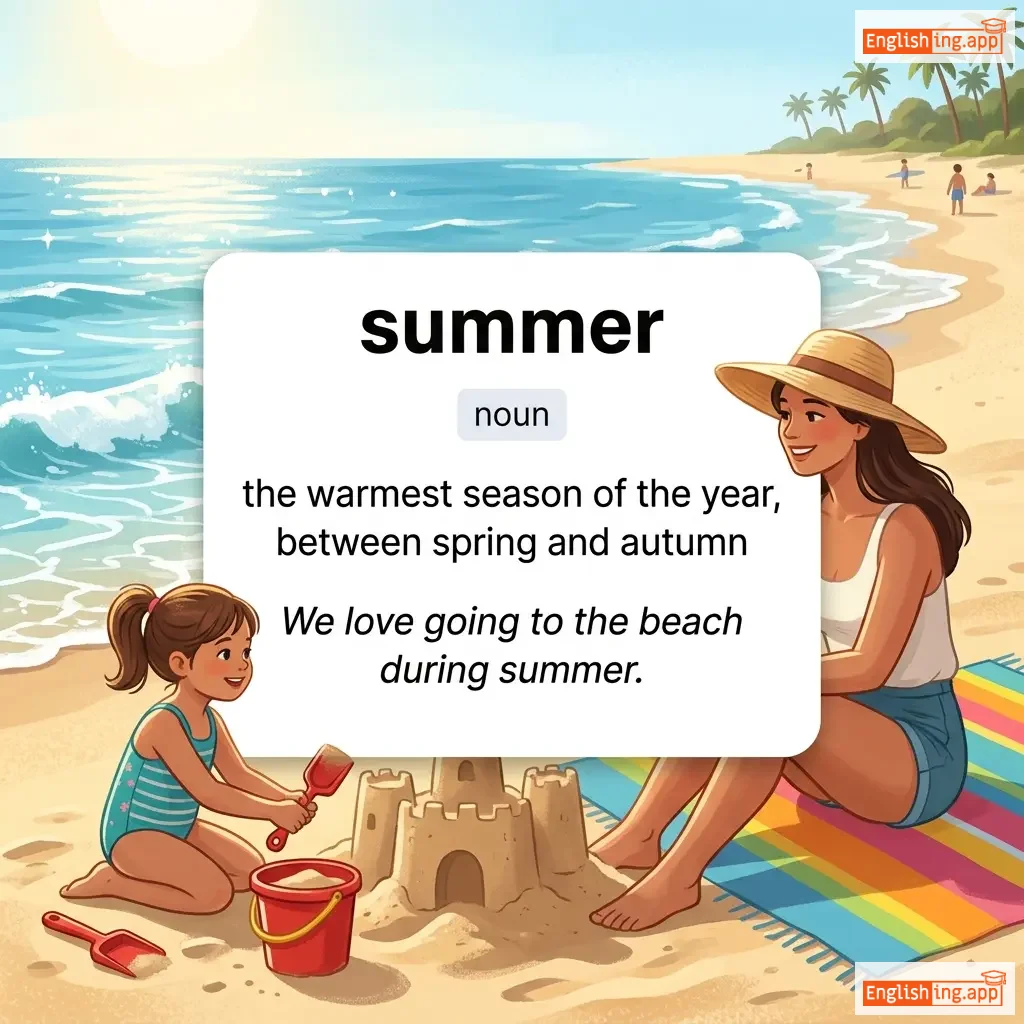 summer definition card — visual illustration of the meaning