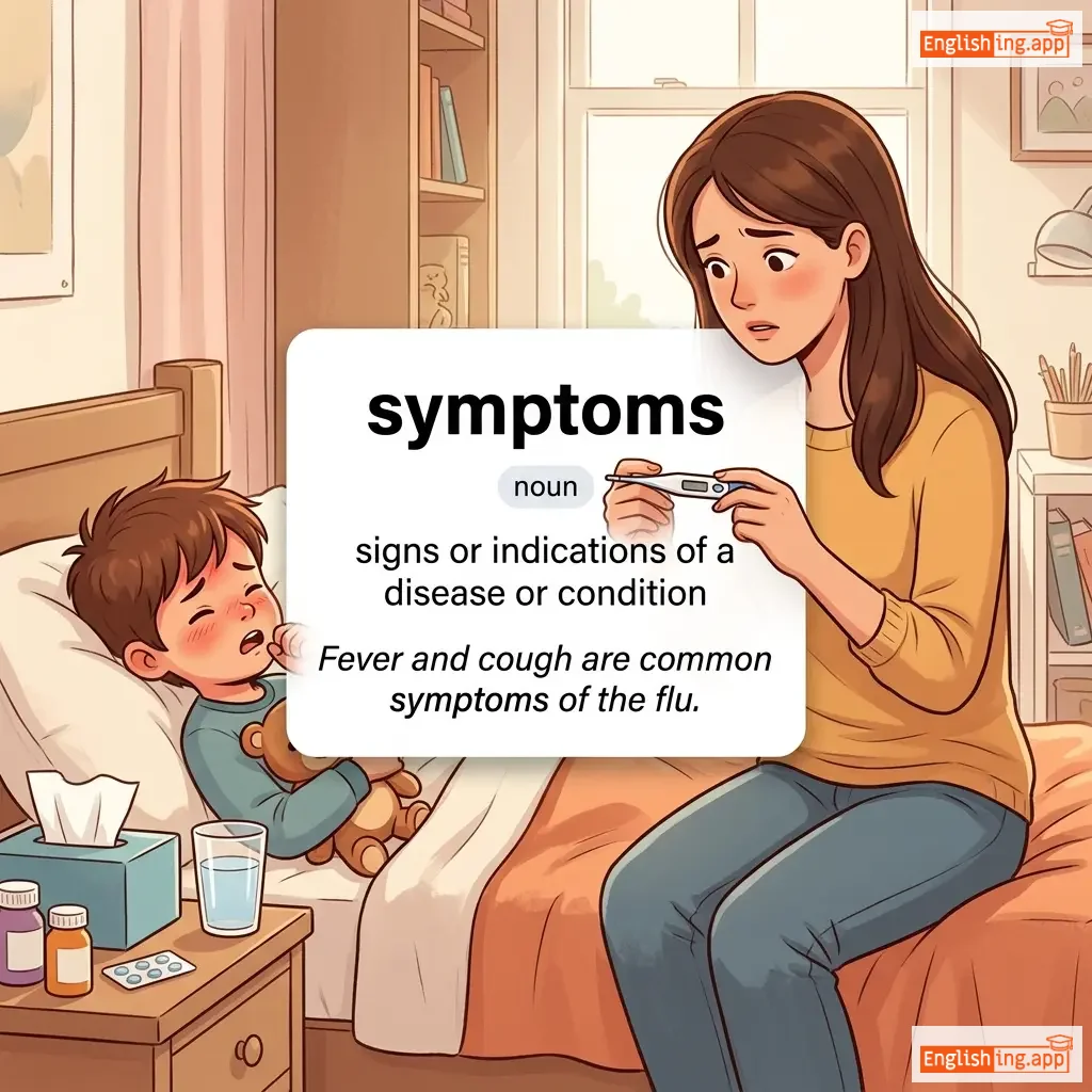 symptoms definition card — visual illustration of the meaning