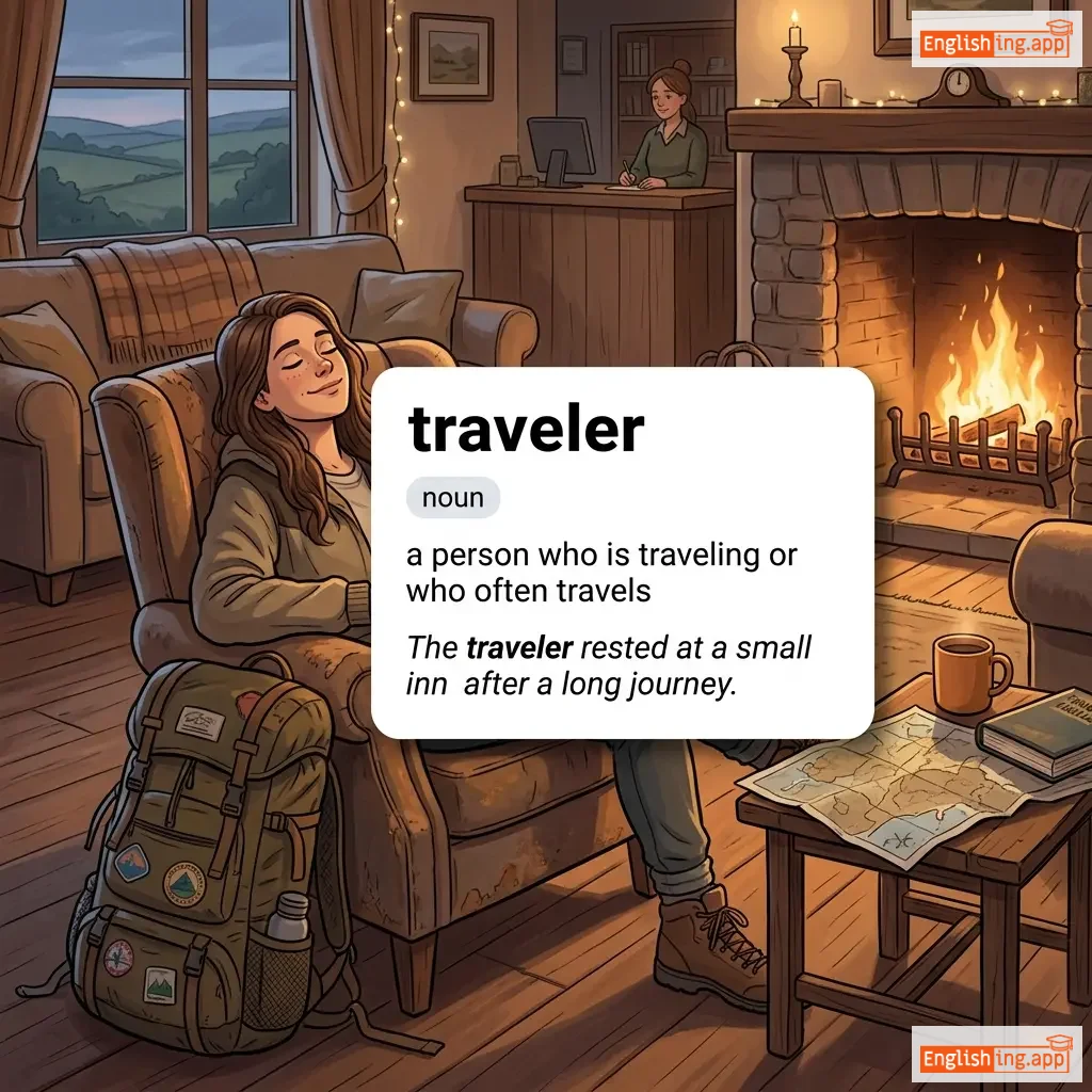 traveler definition card — visual illustration of the meaning