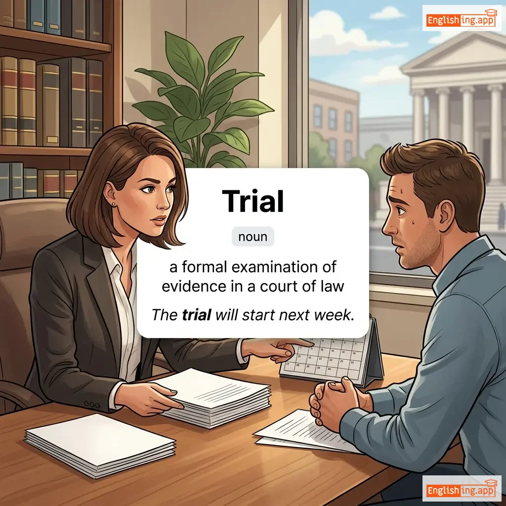 Trial definition card — visual illustration of the meaning