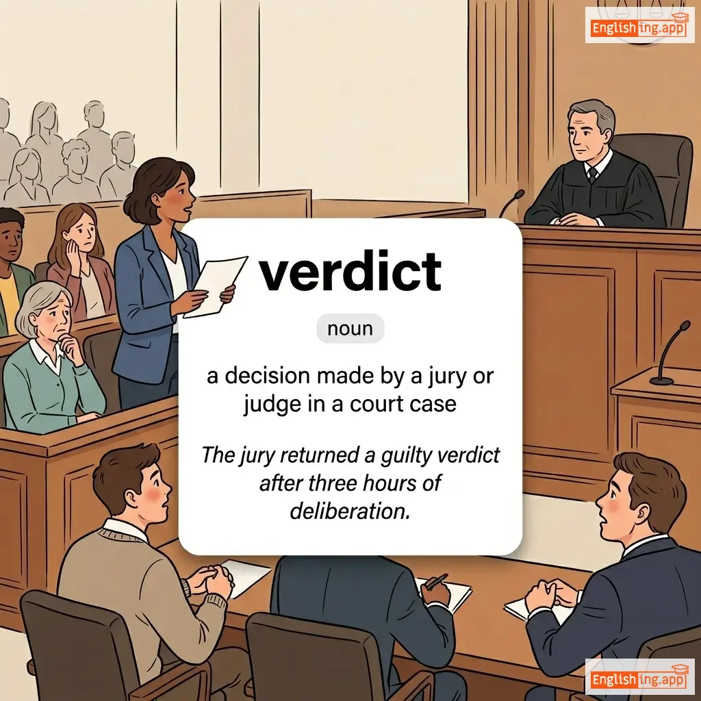 verdict definition card — visual illustration of the meaning