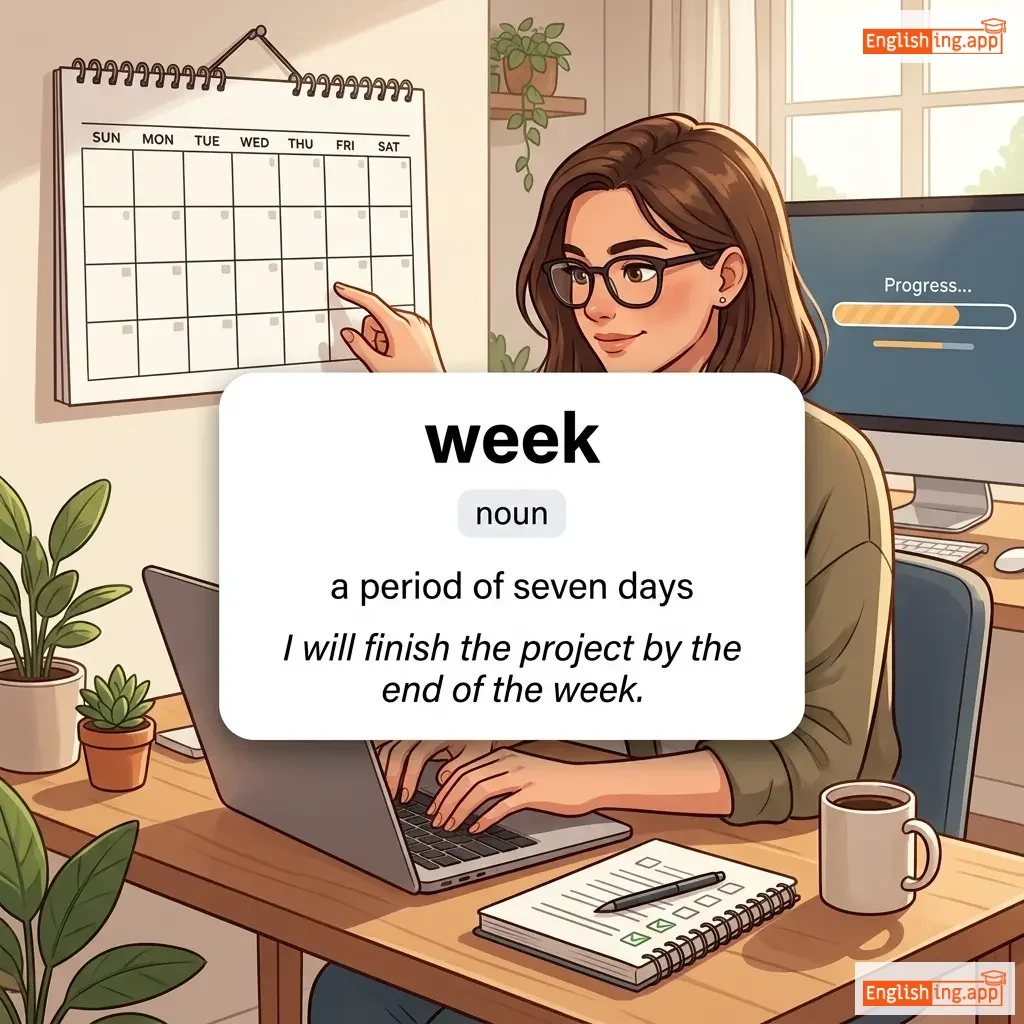 week definition card — visual illustration of the meaning