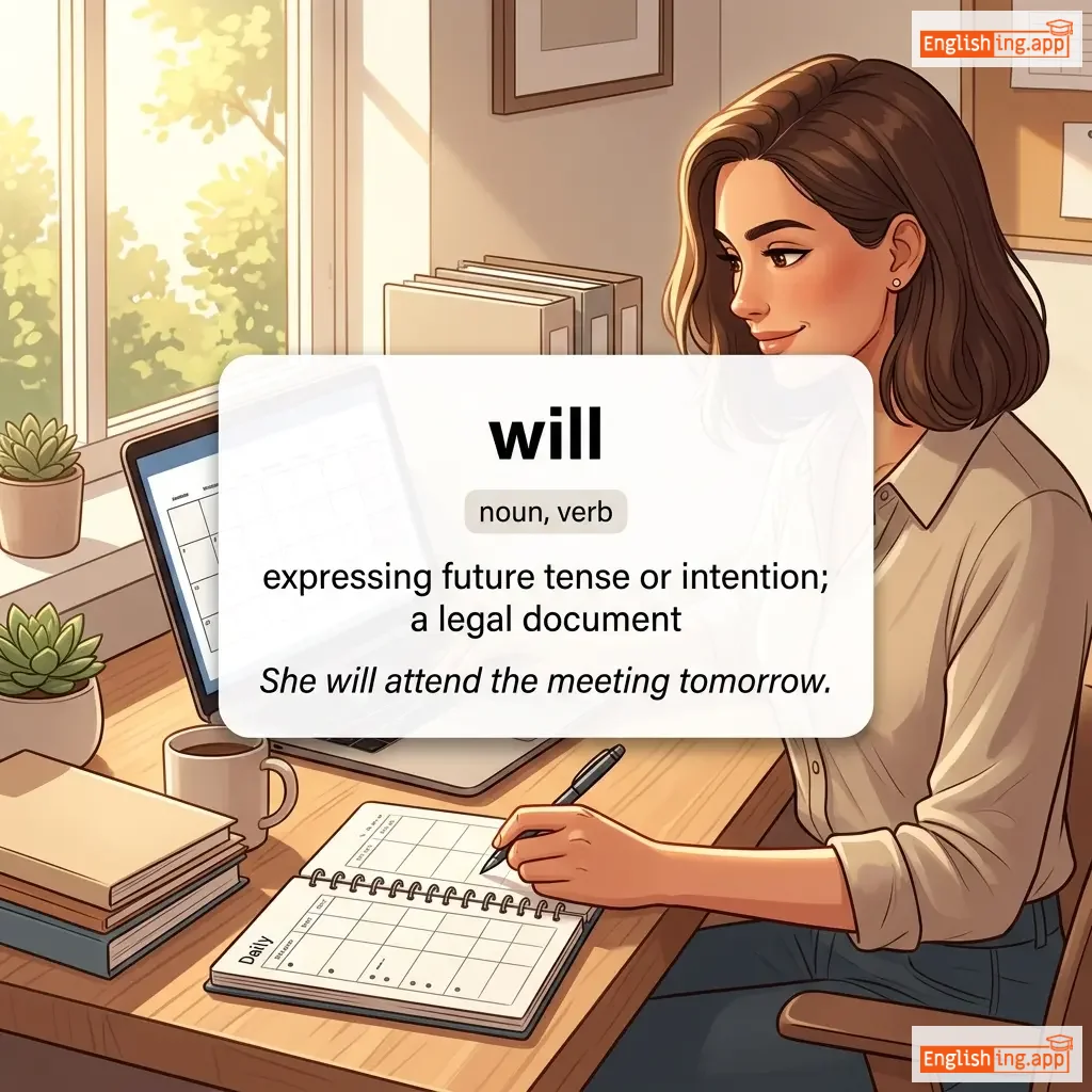 will definition card — visual illustration of the meaning