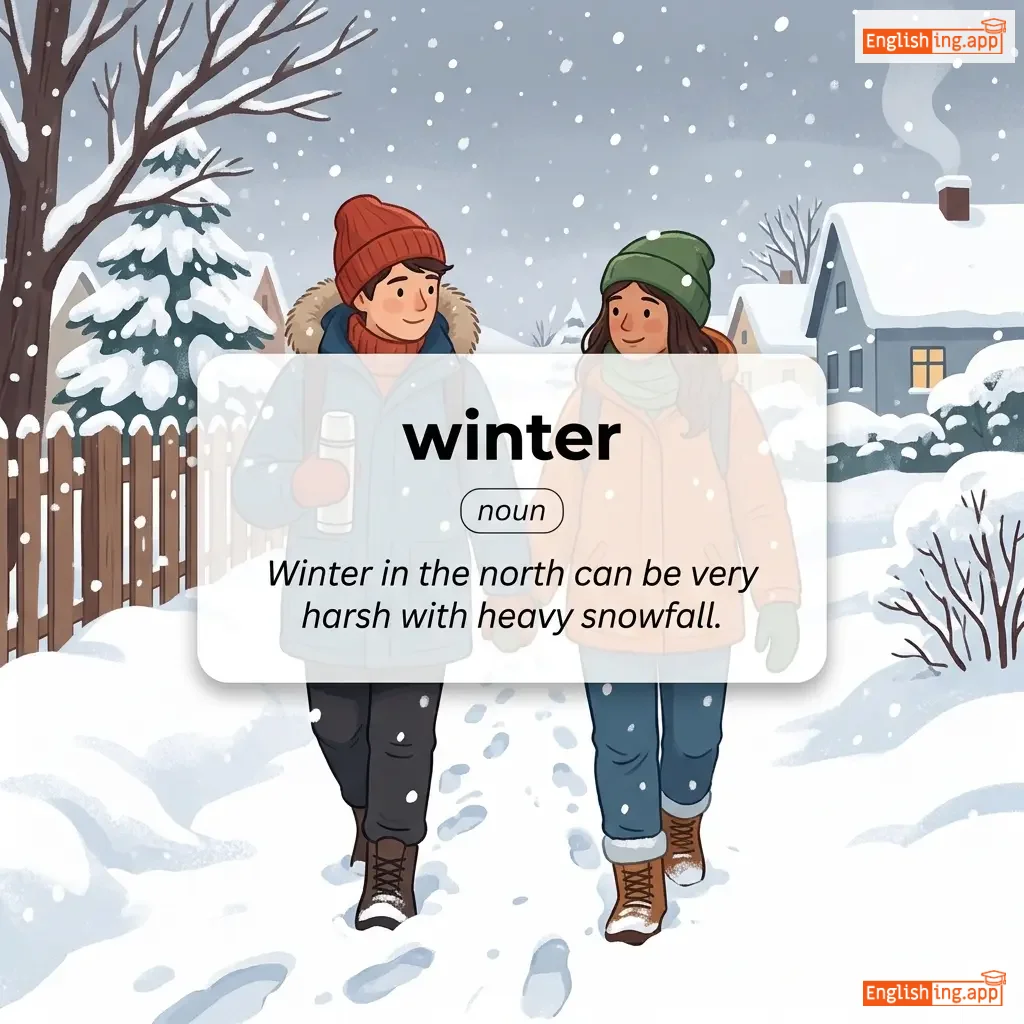 winter definition card — visual illustration of the meaning
