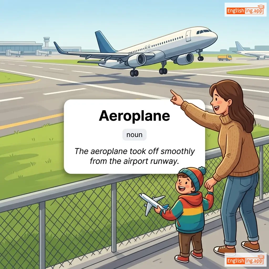 Aeroplane definition card — visual illustration of the meaning