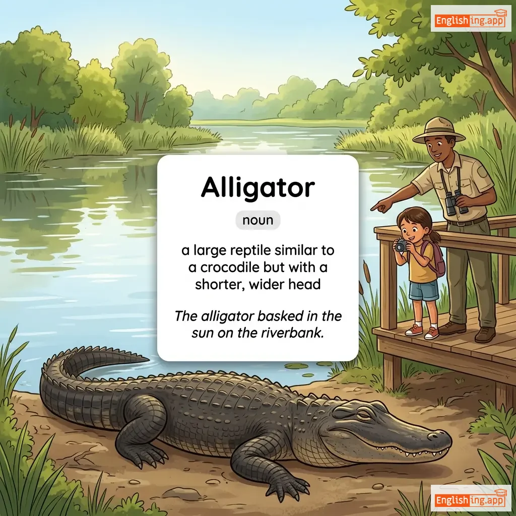 Alligator definition card — visual illustration of the meaning