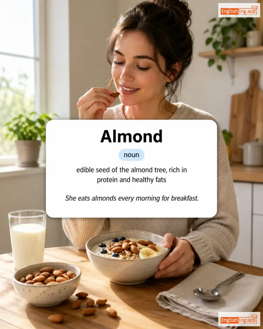 Almond definition card — visual illustration of the meaning