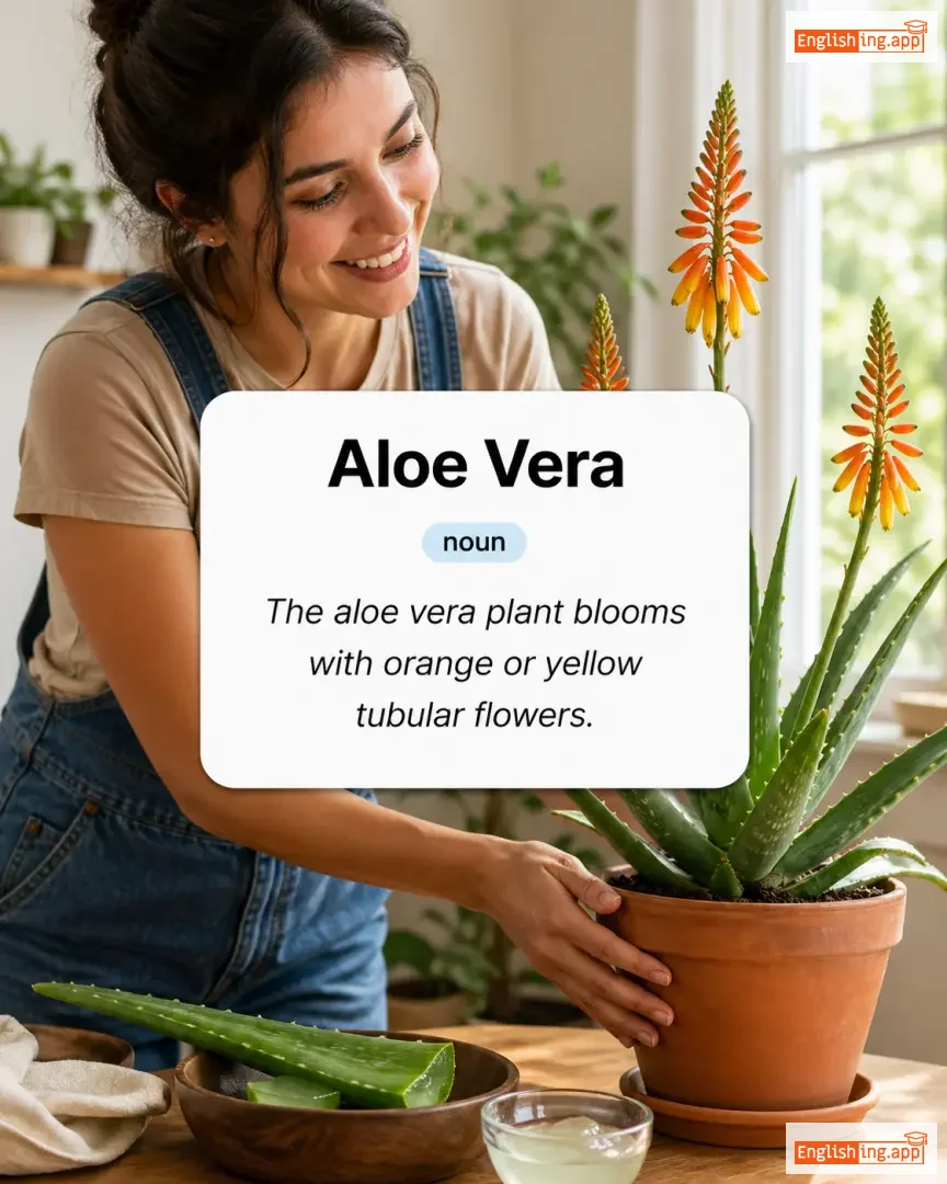 Aloe Vera definition card — visual illustration of the meaning