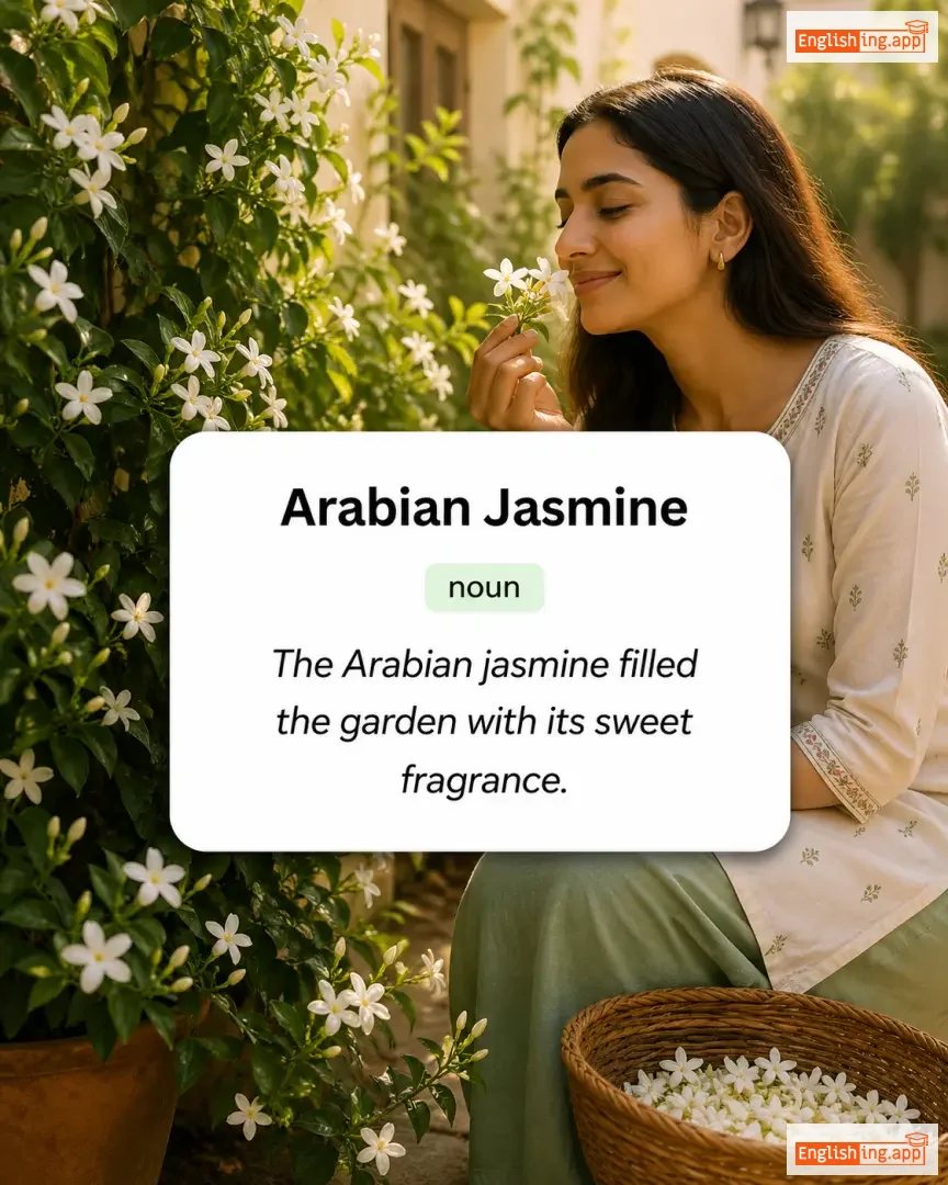 Arabian Jasmine definition card — visual illustration of the meaning