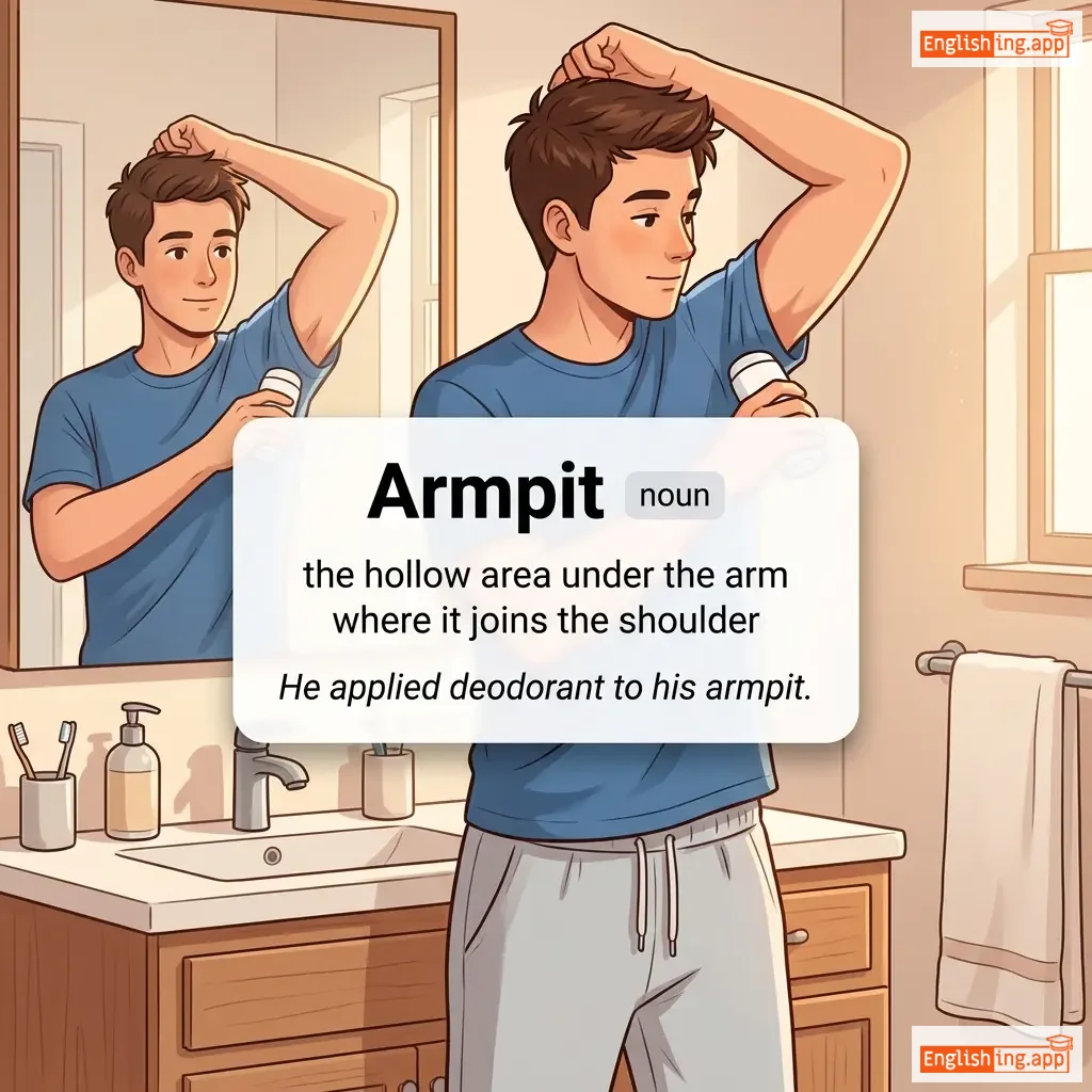 Armpit definition card — visual illustration of the meaning