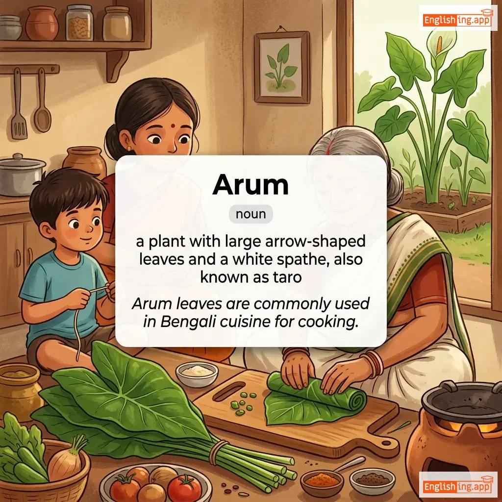 Arum definition card — visual illustration of the meaning
