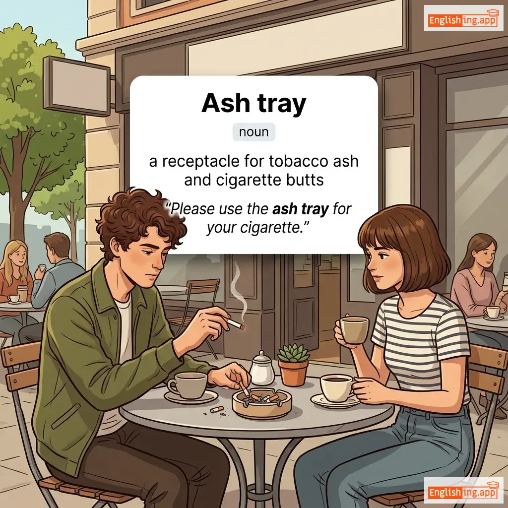 Ash tray definition card — visual illustration of the meaning