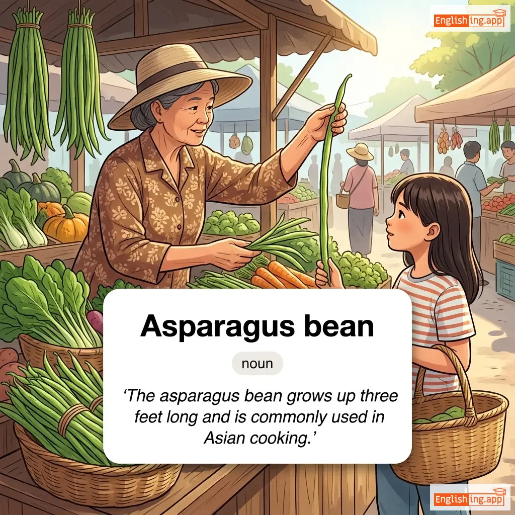 Asparagus bean definition card — visual illustration of the meaning