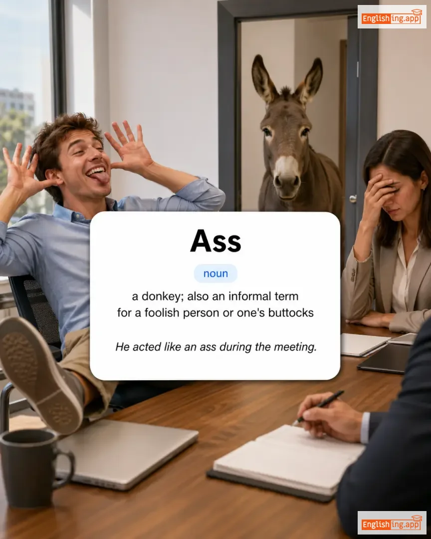 Ass definition card — visual illustration of the meaning