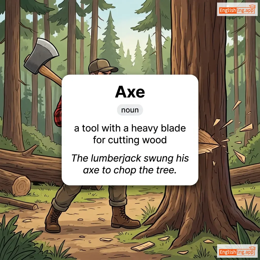 Axe definition card — visual illustration of the meaning