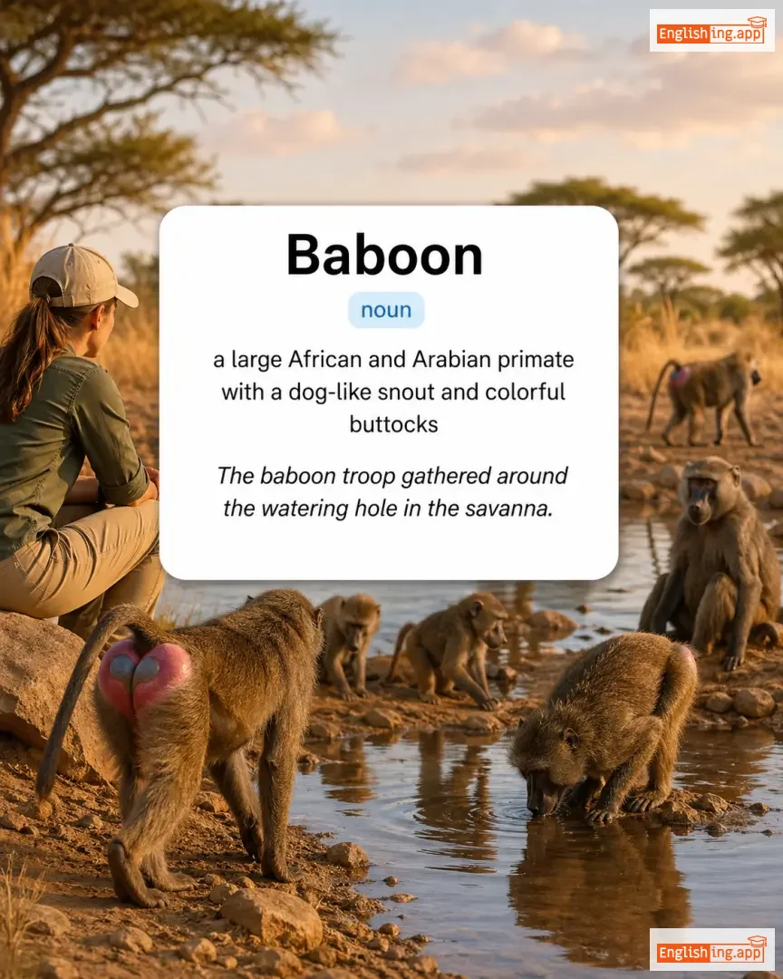 Baboon definition card — visual illustration of the meaning