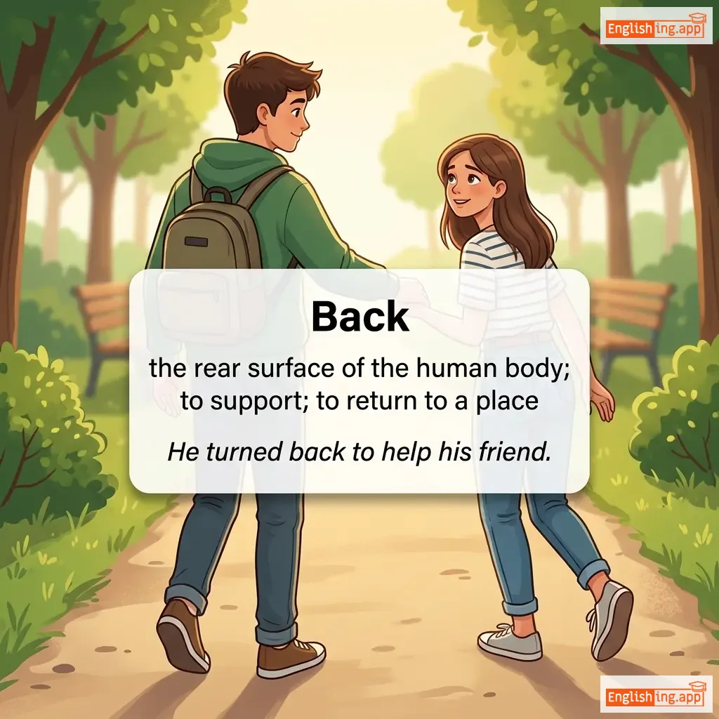 Back definition card — visual illustration of the meaning