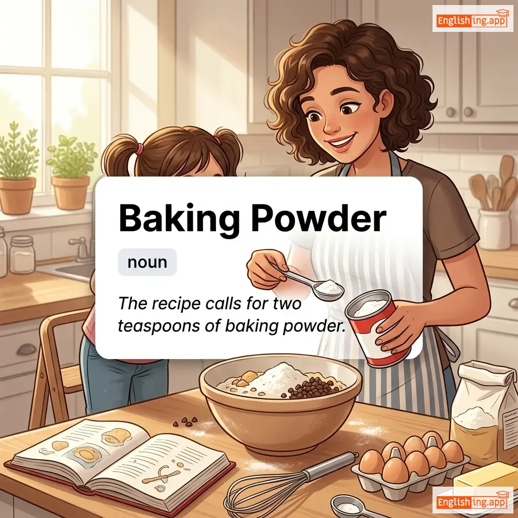 Baking Powder definition card — visual illustration of the meaning