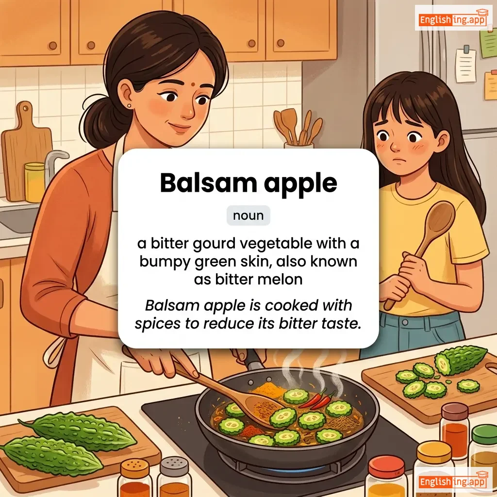 Balsam apple definition card — visual illustration of the meaning