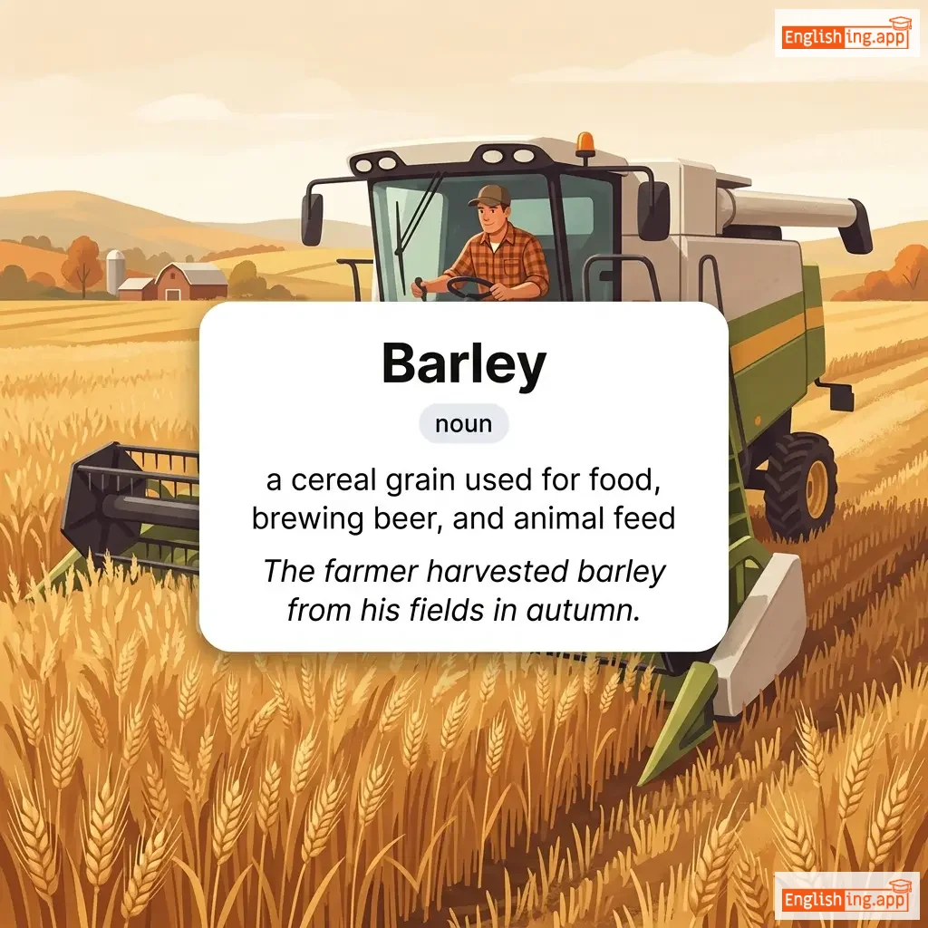 Barley definition card — visual illustration of the meaning