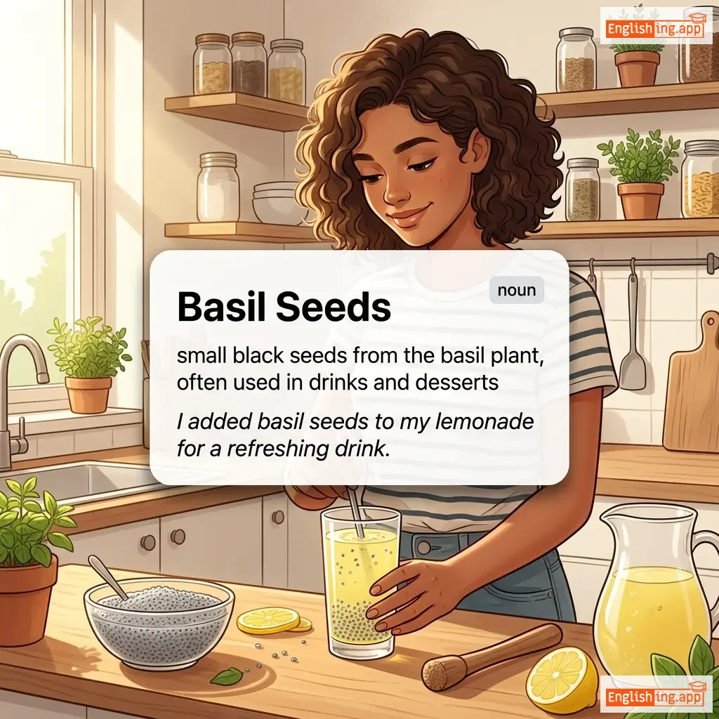 Basil Seeds definition card — visual illustration of the meaning