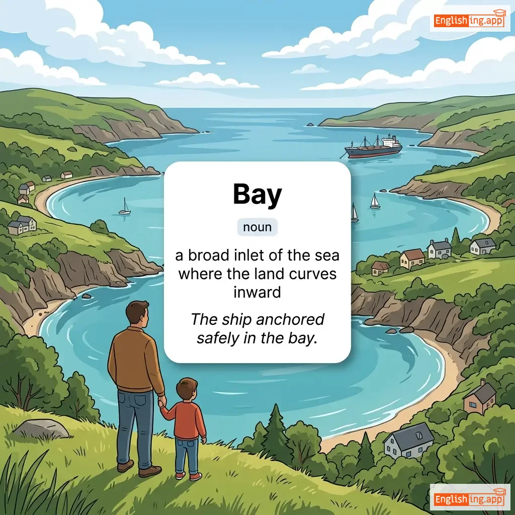 Bay definition card — visual illustration of the meaning