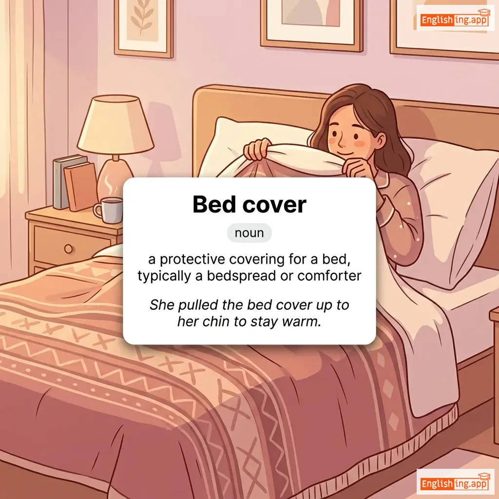 Bed cover definition card — visual illustration of the meaning