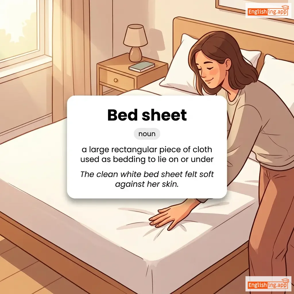 Bed sheet definition card — visual illustration of the meaning