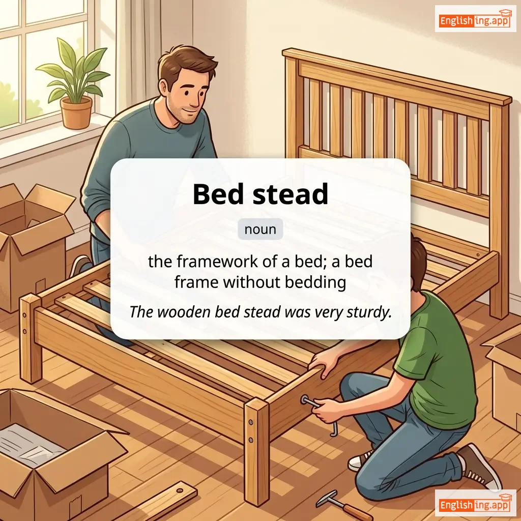 Bed stead definition card — visual illustration of the meaning