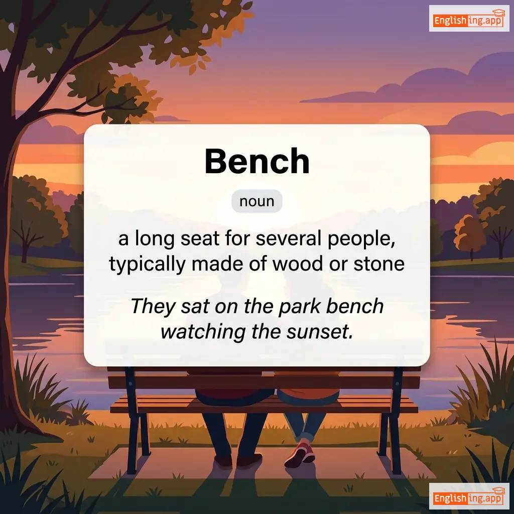 Bench definition card — visual illustration of the meaning