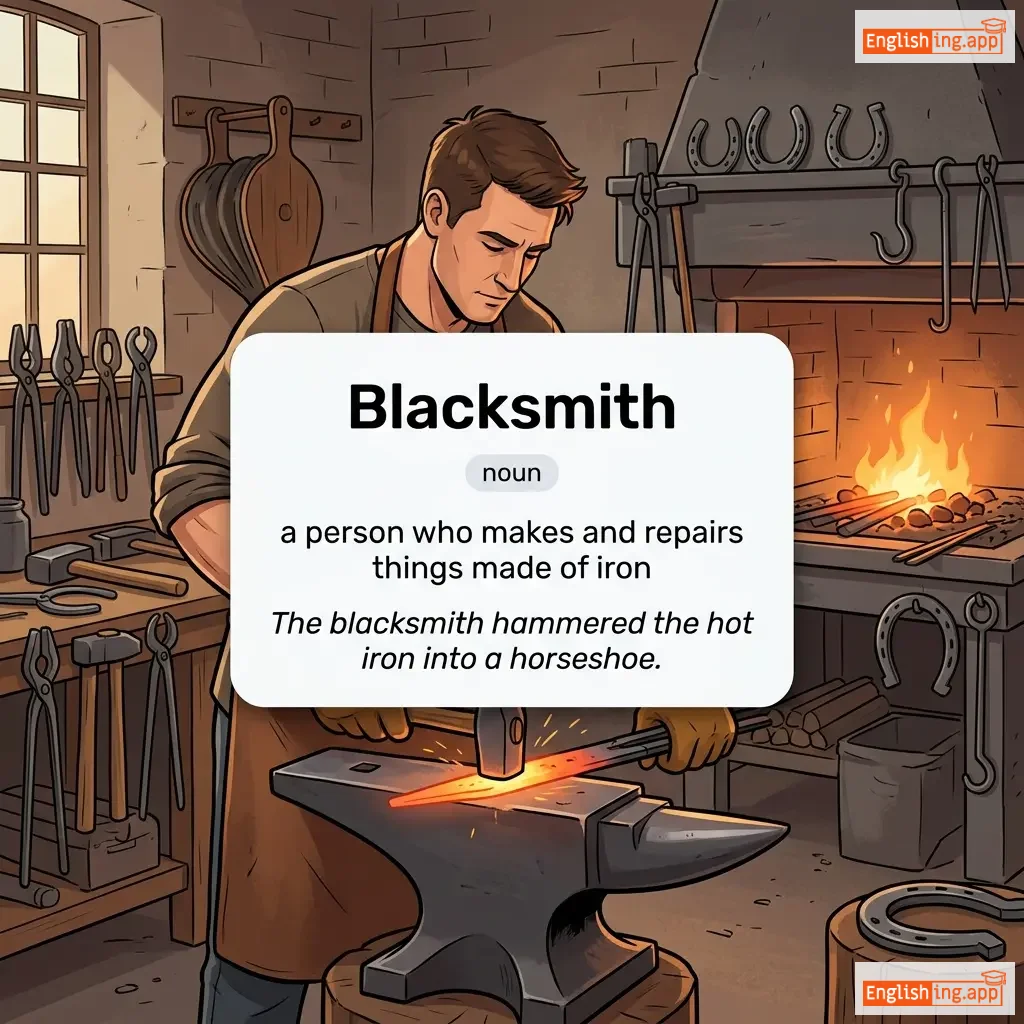 Blacksmith definition card — visual illustration of the meaning