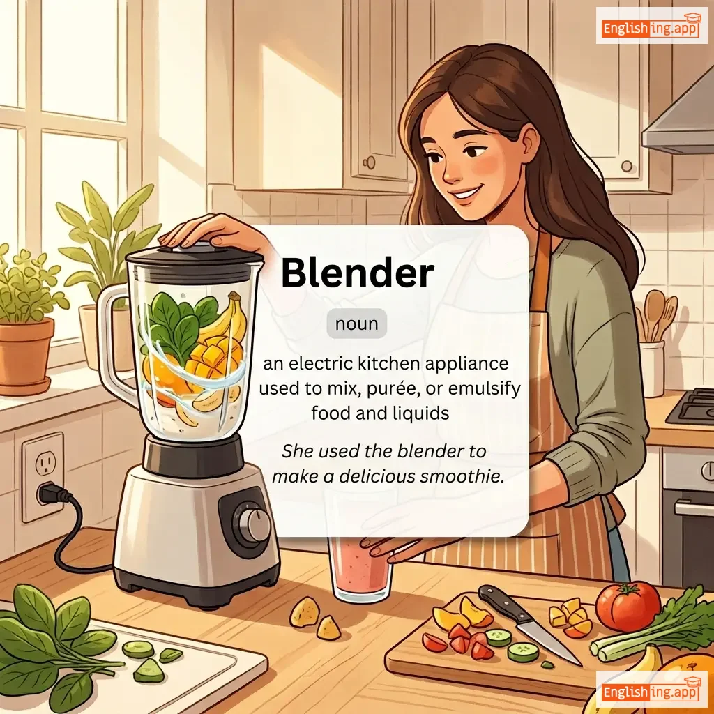 Blender definition card — visual illustration of the meaning