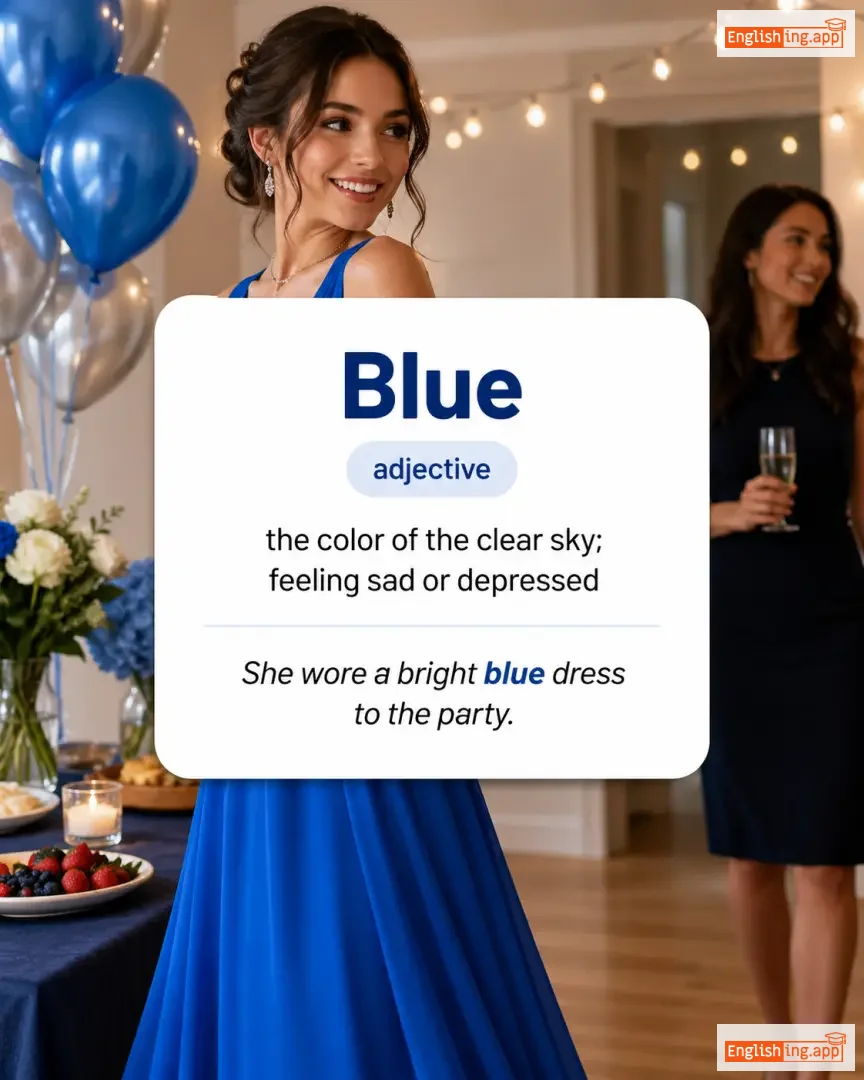 Blue definition card — visual illustration of the meaning